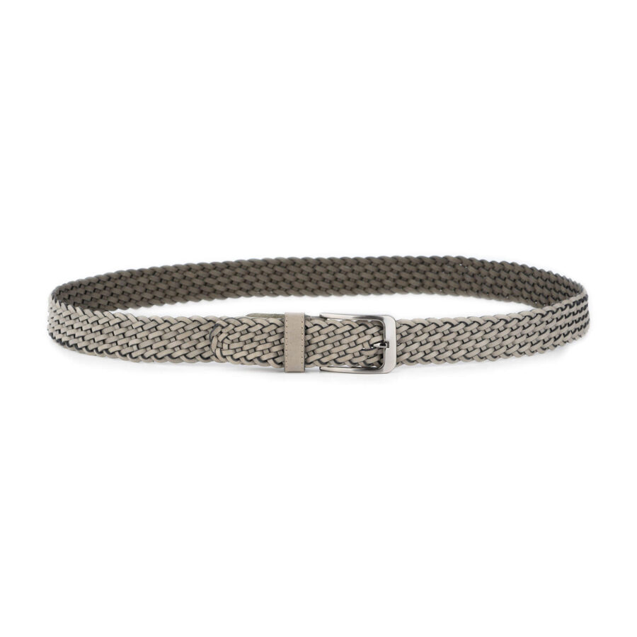 light gray braided leather belt for men top quality 4