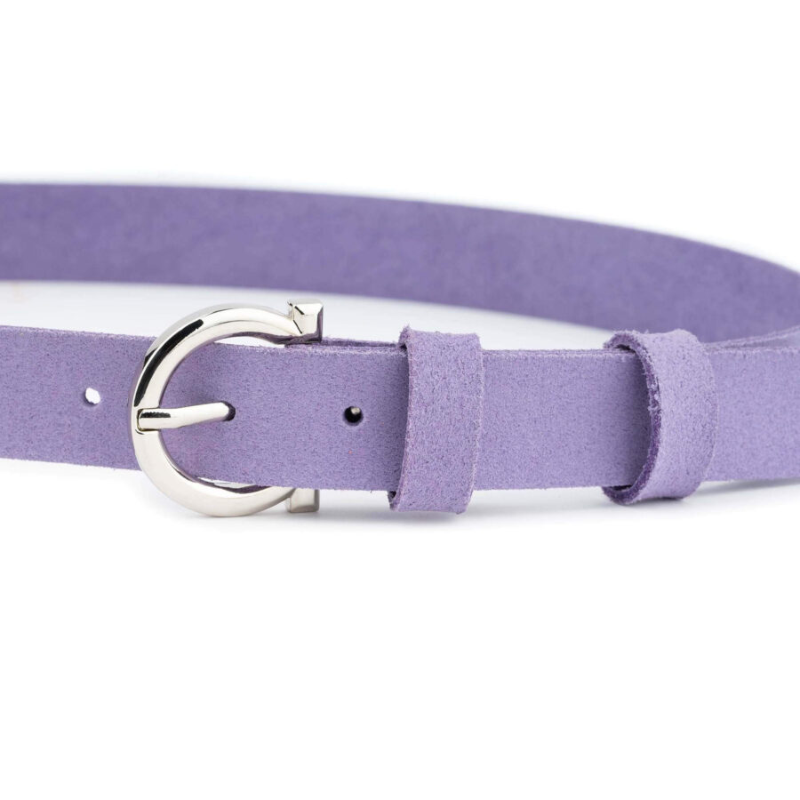 lilac suede double buckle waist belt for women 2