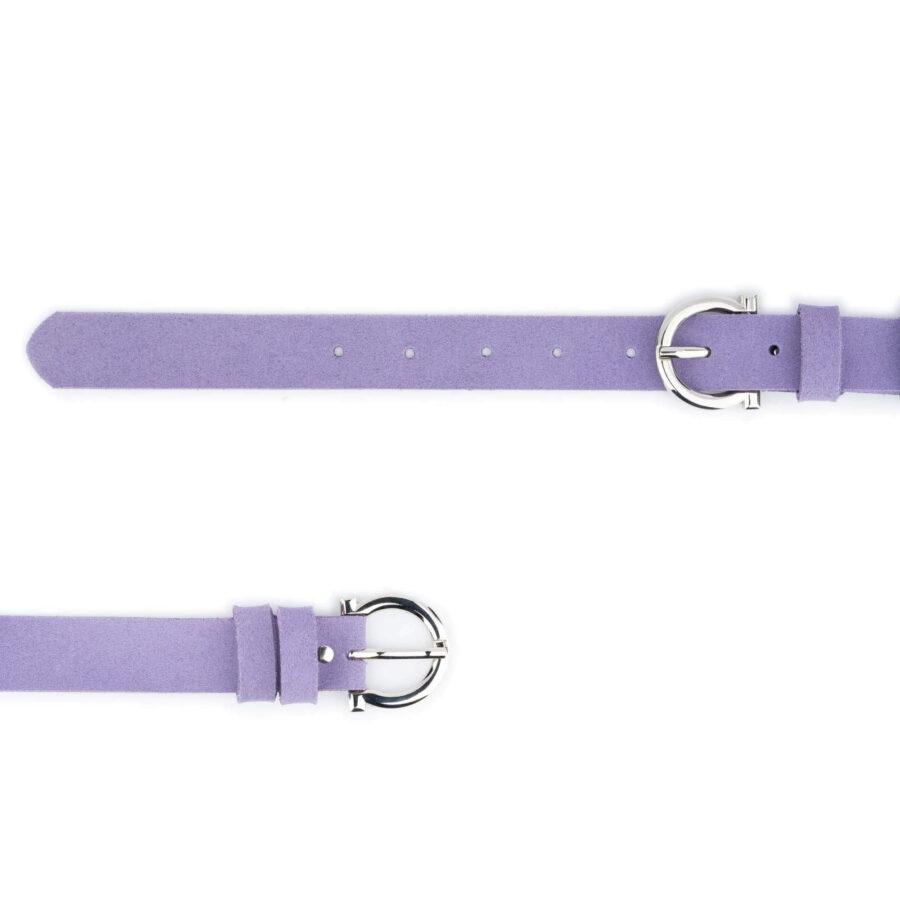 lilac suede double buckle waist belt for women 3