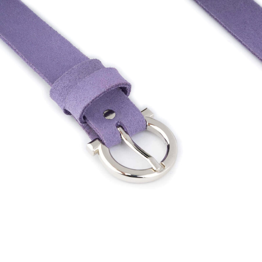 lilac suede double buckle waist belt for women 4