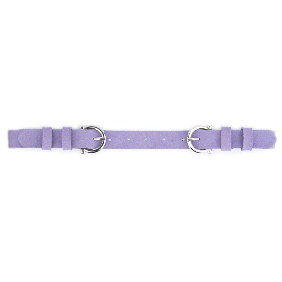 lilac suede double buckle waist belt for women 5