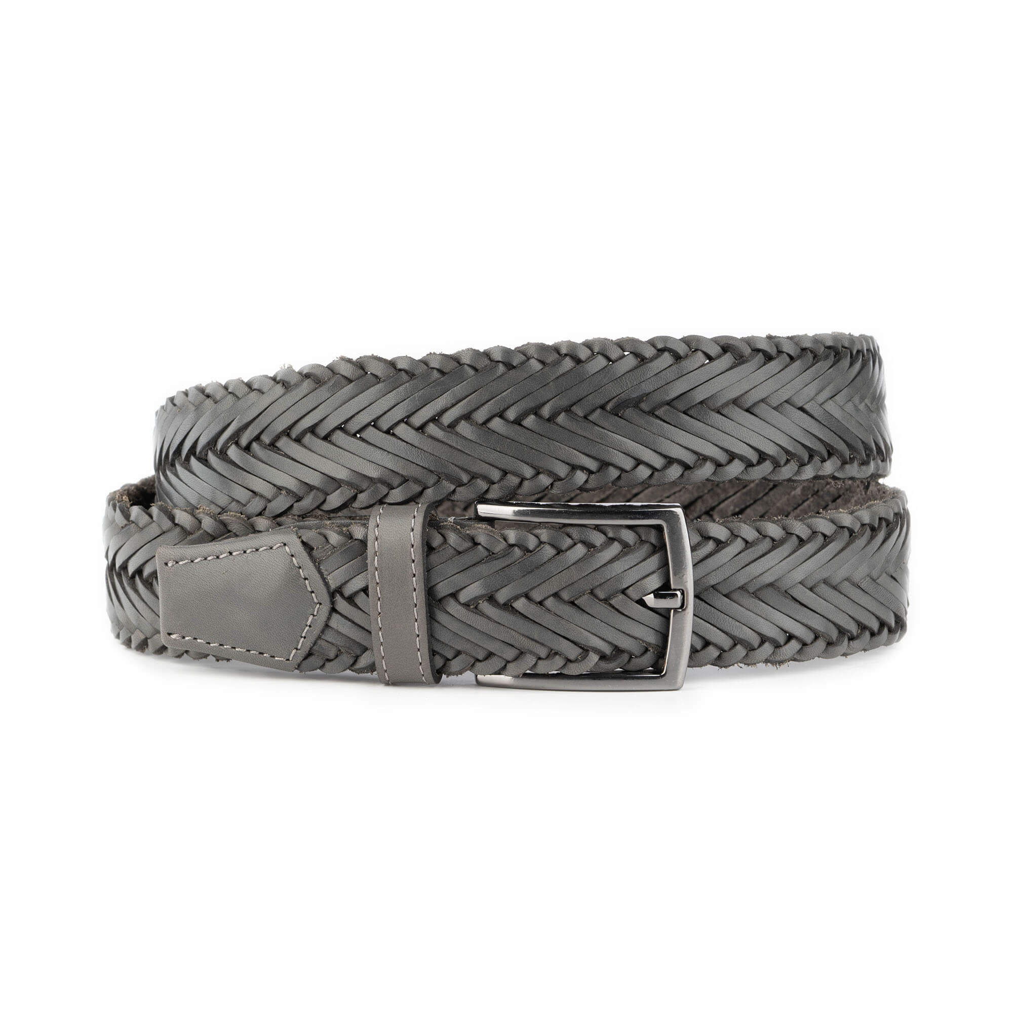 Men's Genuine Leather Braided Basketweave Belt – 1.25” Wide, Needle Point Buckle, Multiple Colors