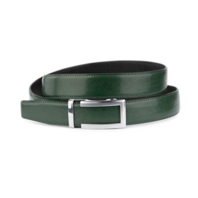 mens ratchet belt emerald green saffiano vegan leather 1 30102024 ALI 35 AUT SAFFGREE
