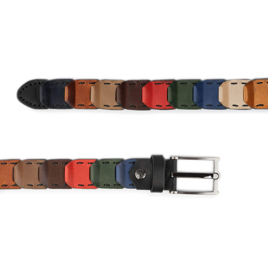 multicolored multipiece leather belt handmade unique design 3