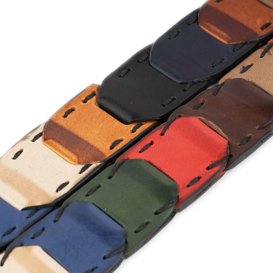 multicolored multipiece leather belt handmade unique design 4