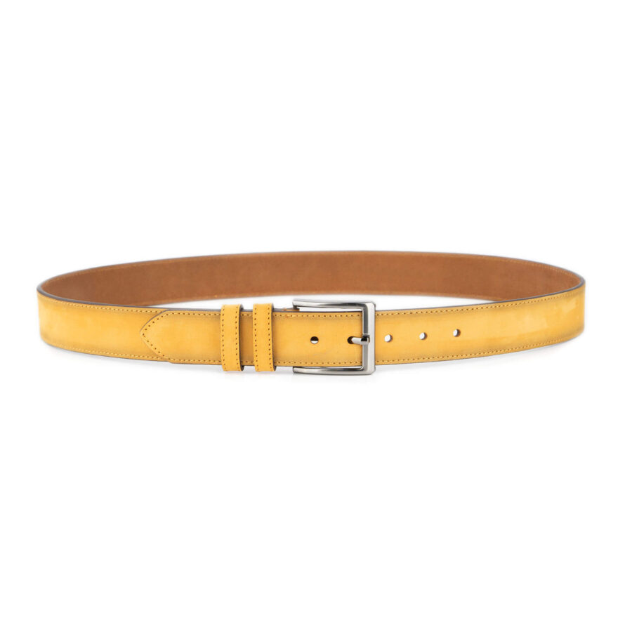 mustard yellow mens denim belt high quality 3 8 cm 4