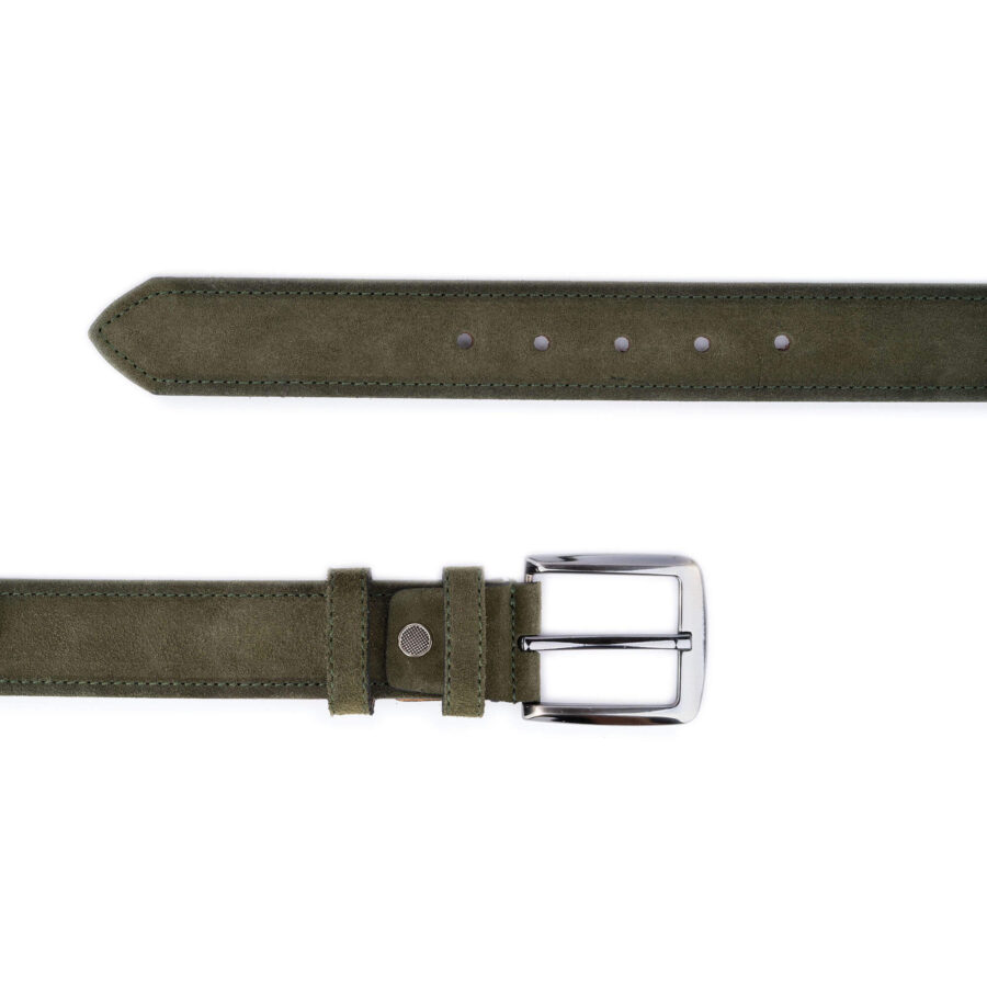 olive green suede mens belt best quality genuine leather 3 8 cm 2