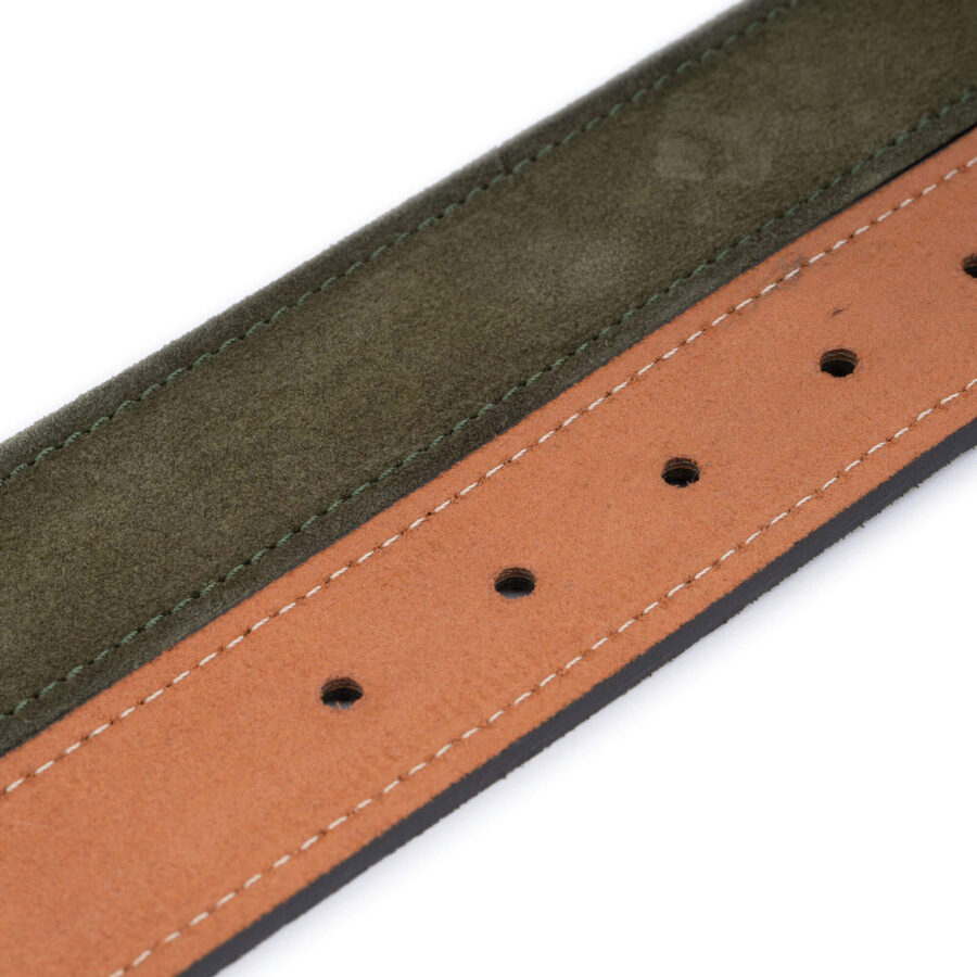 olive green suede mens belt best quality genuine leather 3 8 cm 3