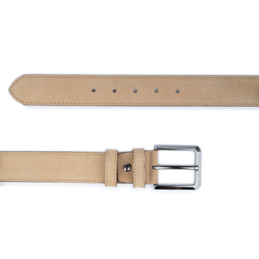 taupe color belt for jeans soft quality nubuck leather 3 8 cm 3