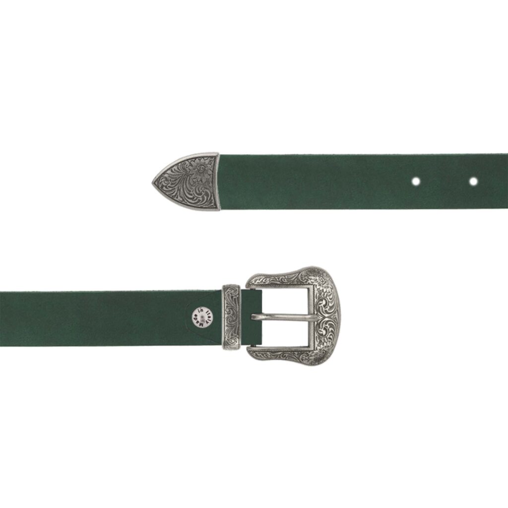 Buy Western Belt Women Dark Green Nubuck Leather 1 Inch Wide  display picture 1