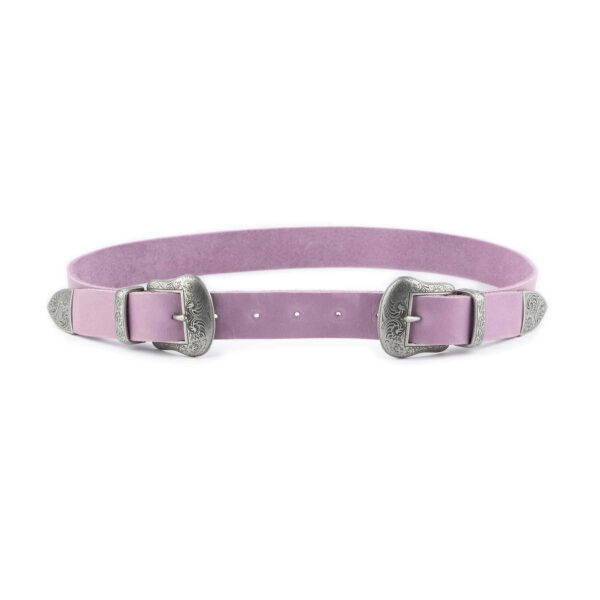 western double buckle belt light purple soft leather 2 5 cm 1 05 12092024 25 LDR PURPLE DOUBWEST 95