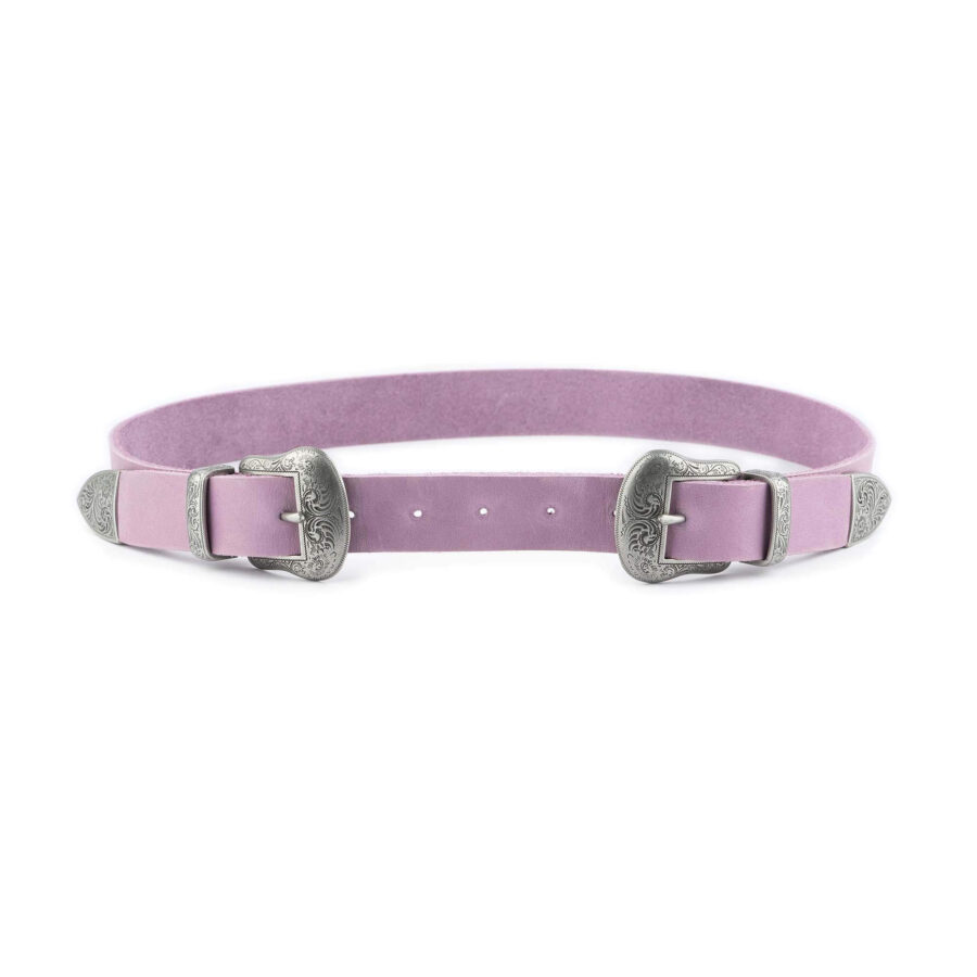 western double buckle belt light purple soft leather 2 5 cm 1 05 12092024 25 LDR PURPLE DOUBWEST 95