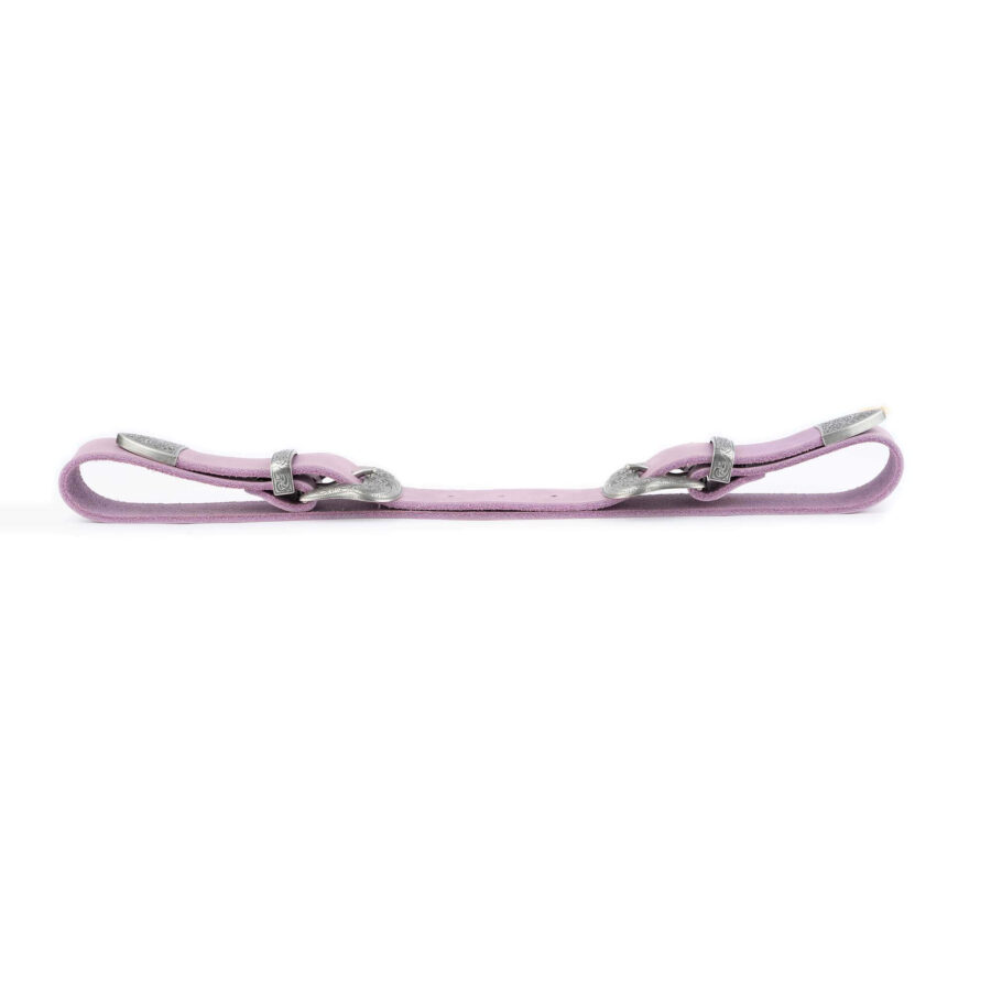 western double buckle belt light purple soft leather 2 5 cm 3