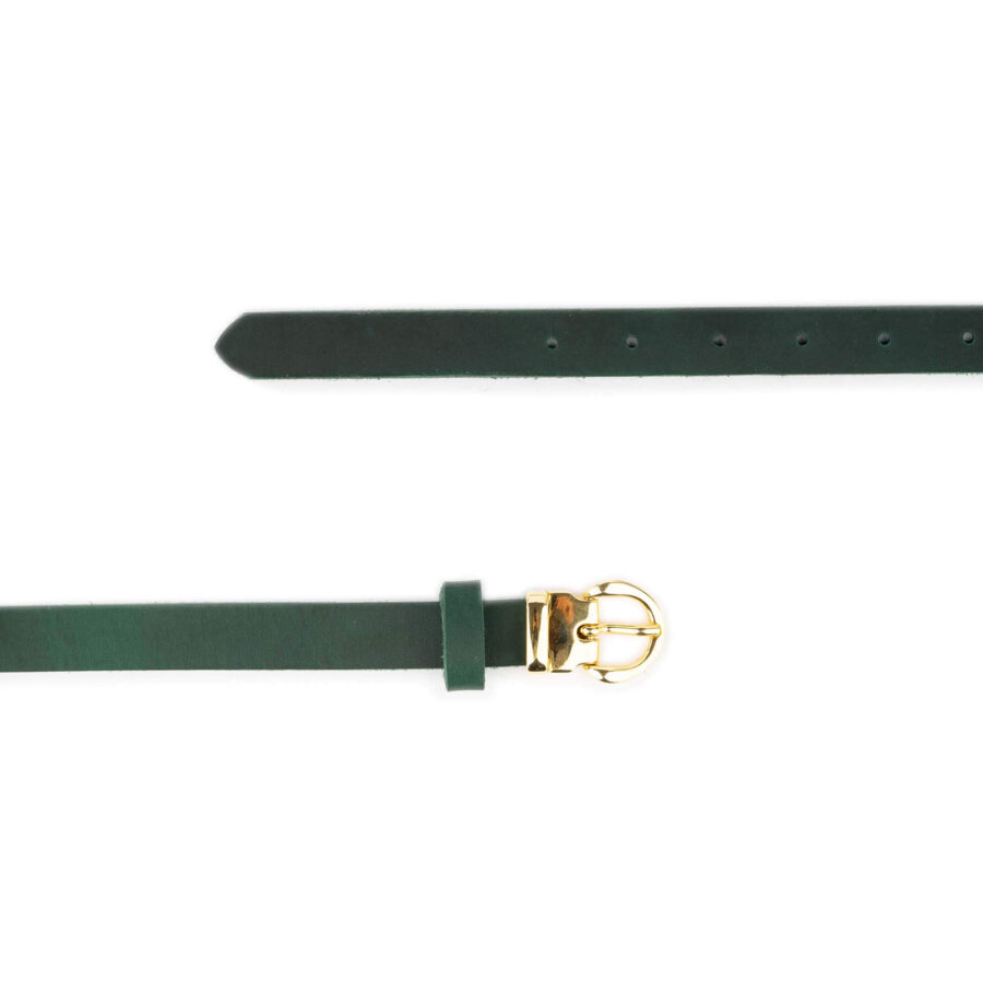 womens green belt with gold buckle shiny rounded 2