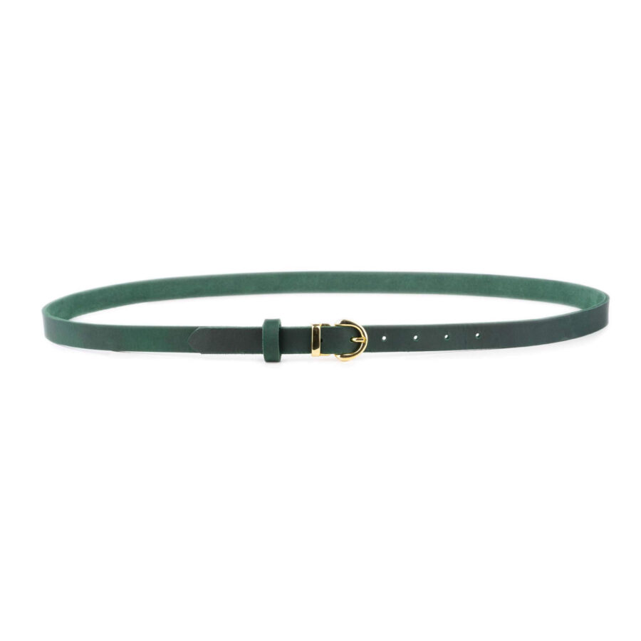 womens green belt with gold buckle shiny rounded 3