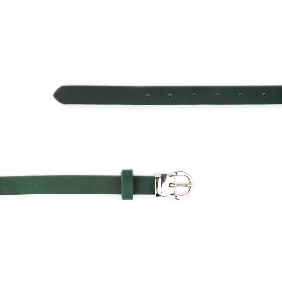 womens green belt with rounded nickel buckle 2