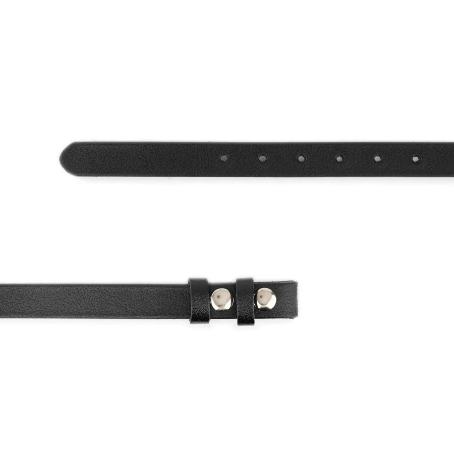 1 Inch Black Buffalo Leather Belt With Snap Buttons For Changeable Buckle 2