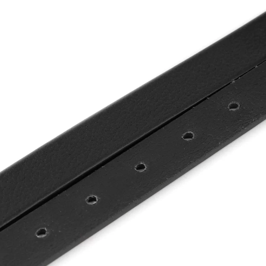 1 Inch Black Buffalo Leather Belt With Snap Buttons For Changeable Buckle 3