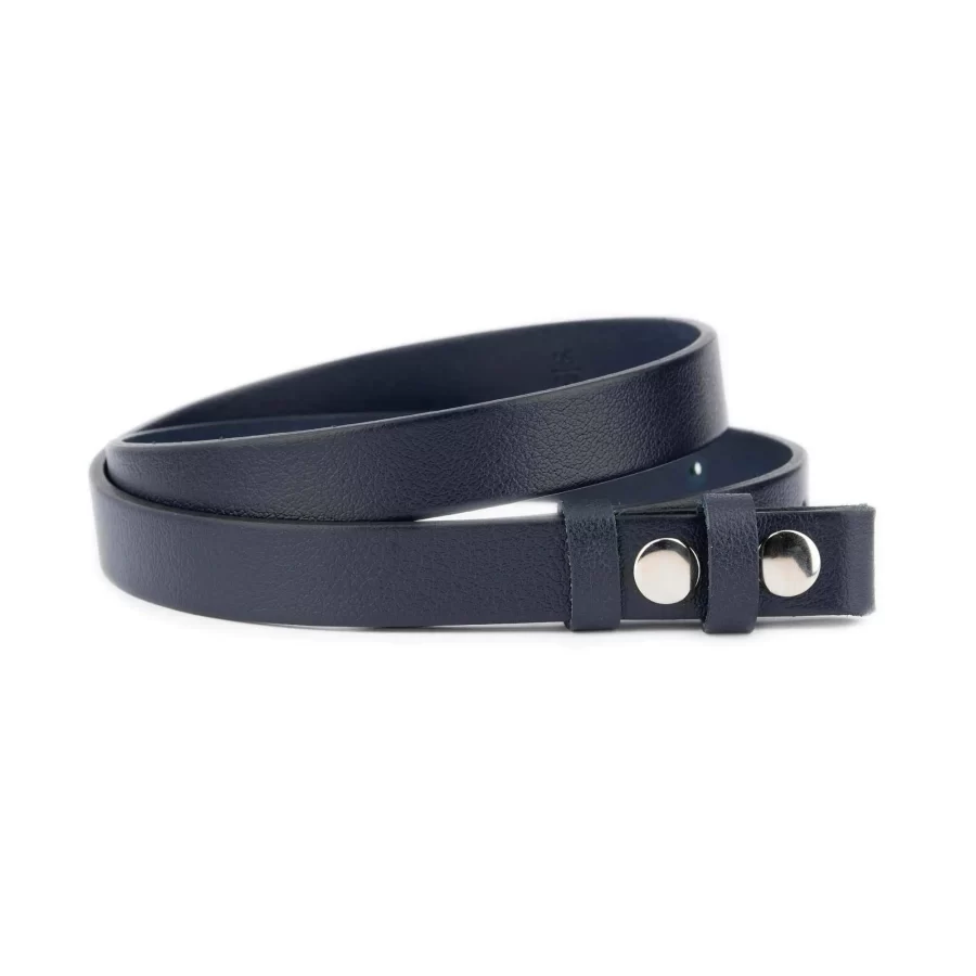 1 Inch Blue Buffalo Leather Belt With Snap Buttons For Changeable Buckle 1 SNAP 25 BUFF BLUE LIVIZ