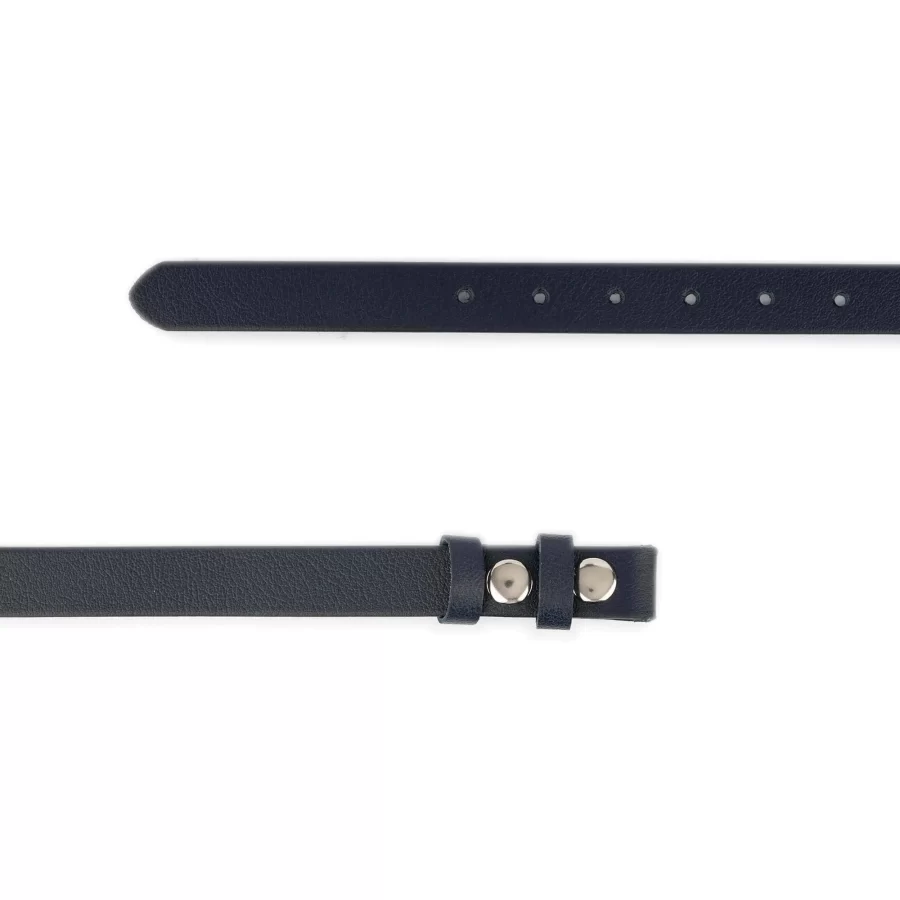 1 Inch Blue Buffalo Leather Belt With Snap Buttons For Changeable Buckle 2