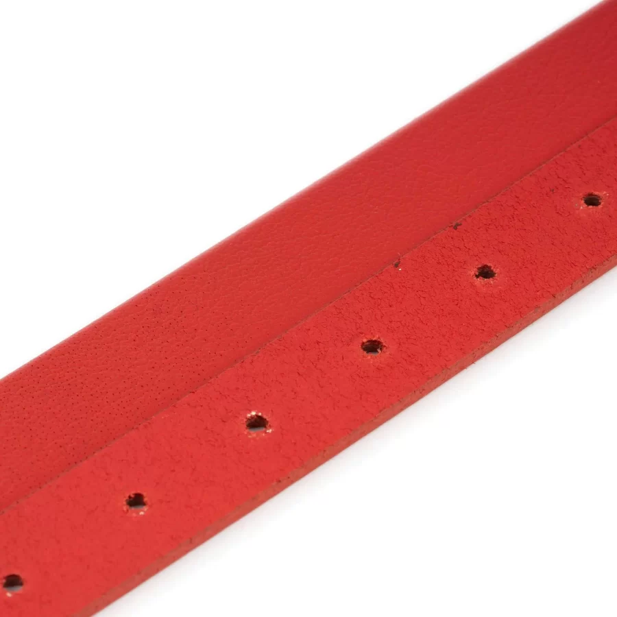 1 Inch Red Buffalo Leather Belt With Snap Buttons For Changeable Buckle 3