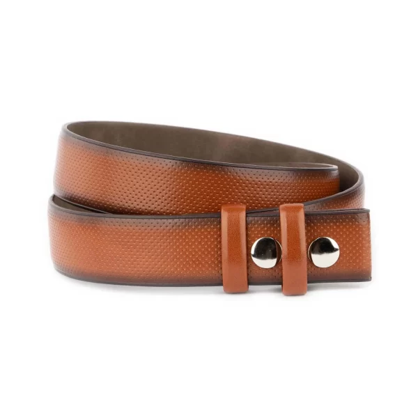 Brown Snap Belt Perforated Vegan Leather 1 SNAP 40 BRONUBU KASV