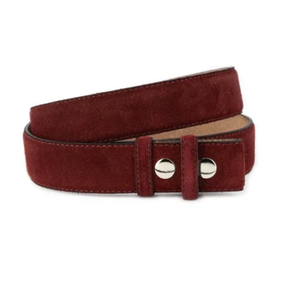 Burgundy Suede Snap Belt Real Leather 67 SNAP 35 BURGSUE TREN