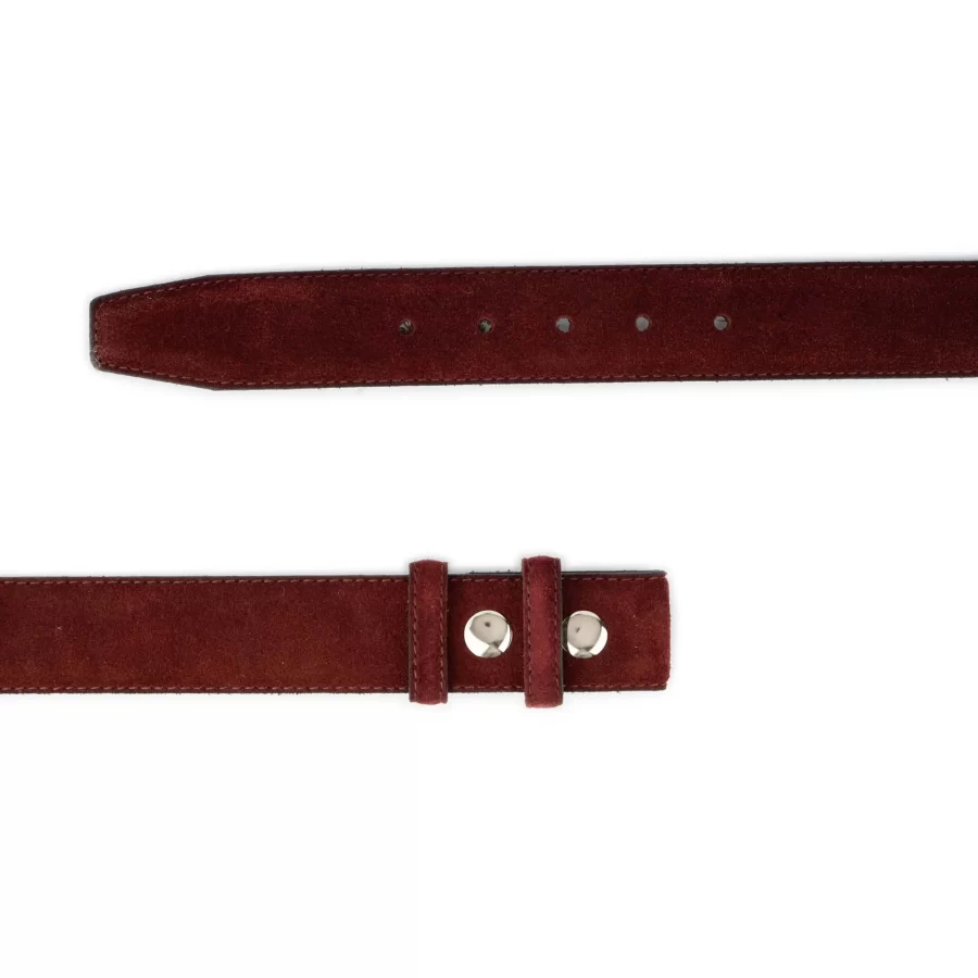 Burgundy Suede Snap Belt Real Leather 68