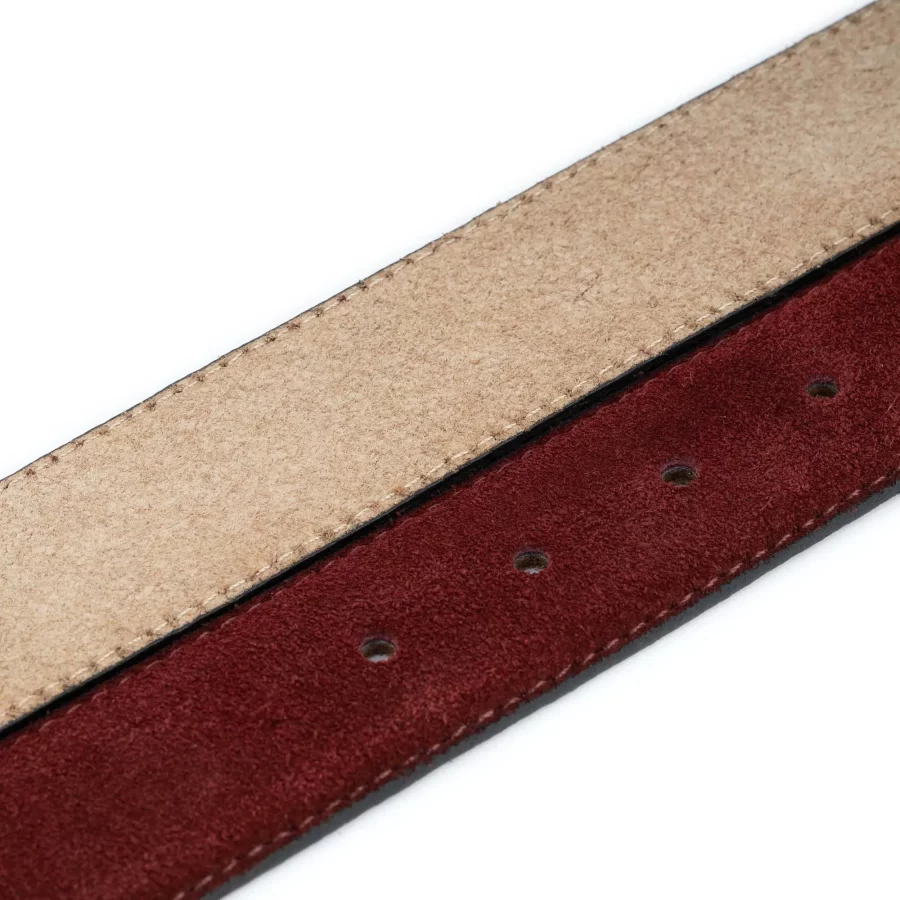 Burgundy Suede Snap Belt Real Leather 69