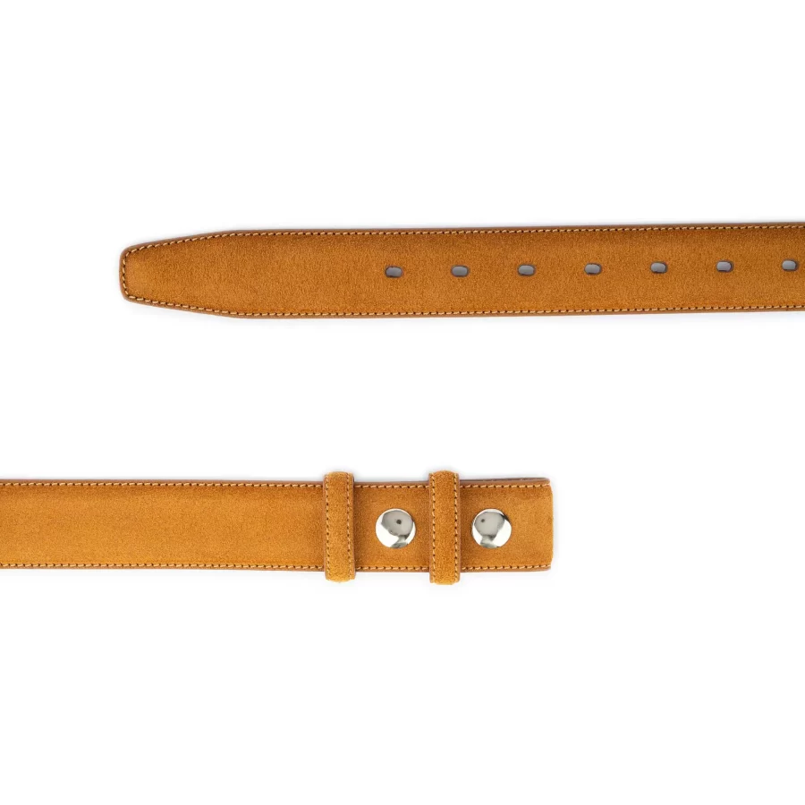 Camel Suede Snap Belt Genuine Leather 26
