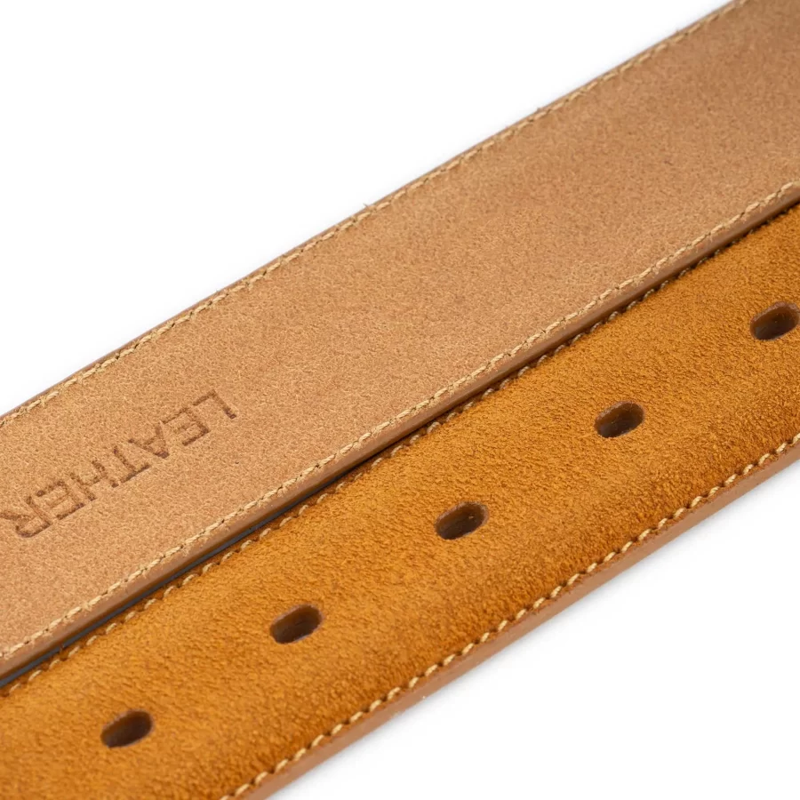 Camel Suede Snap Belt Genuine Leather 27