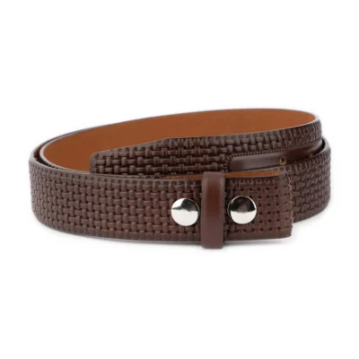 Dark Brown Snap Belt Woven Leather 34 SNAP 35 DBROWOV KASV