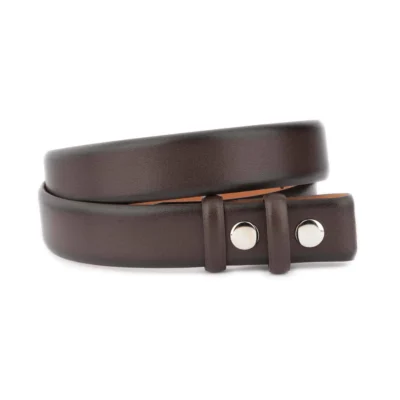 Mens Dark Brown Leather Belt with Snap for Interchangeable Buckles 1 SNAP 35 SMOO BROWN KASV