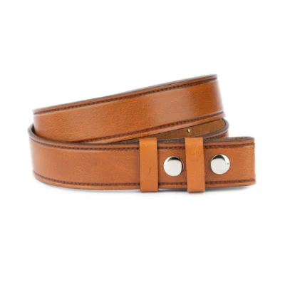 Mens Tan Buffalo Leather Belt With Nickel Snap Buttons 1 SNAP 35 BUFF STIEMB TAN