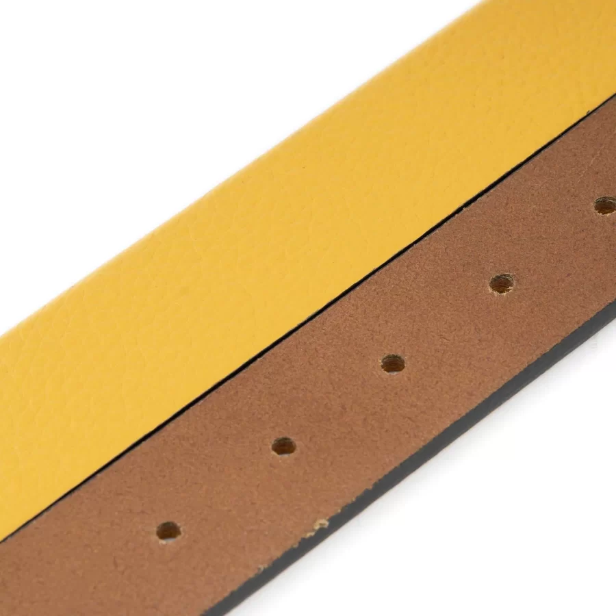 Men's Yellow Leather Belt with Silver Snap Fasteners 3