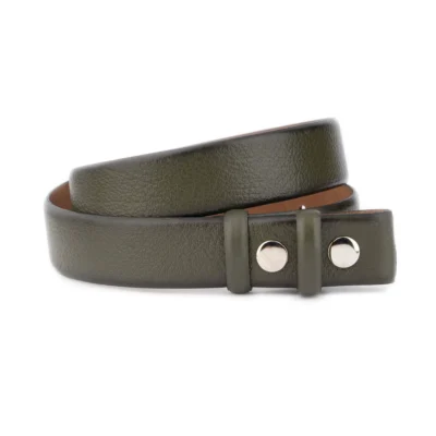 Olive Green Leather Belt with Snap for Interchangeable Buckles 1 SNAP 35 MIDSAFF OLIVEGREEN KASV