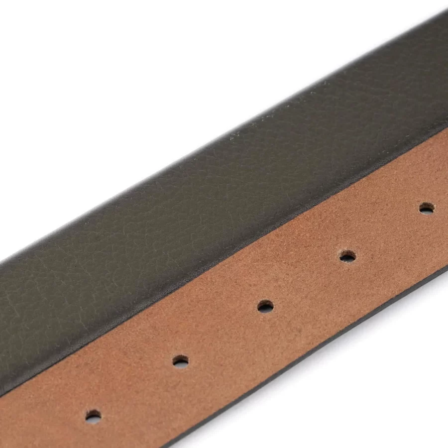 Olive Green Leather Belt with Snap for Interchangeable Buckles 3
