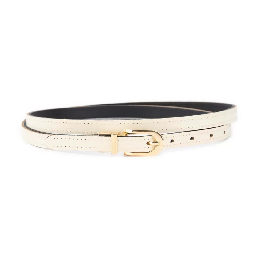 beige ladies reversible belt skinny gold buckle 1 REV SKINNY 15 BEIBLA LDR GD