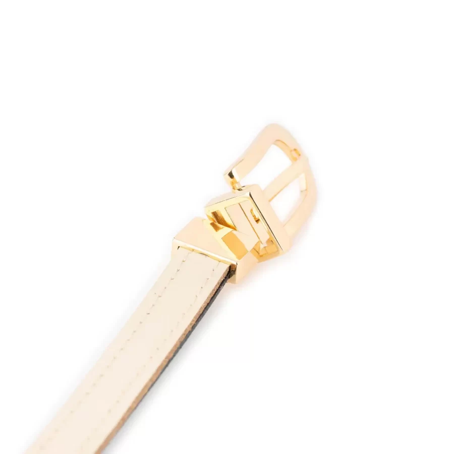 beige ladies reversible belt skinny gold buckle 4