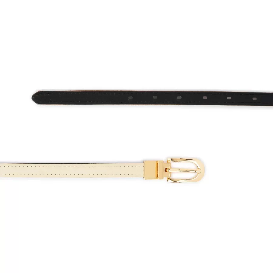 beige ladies reversible belt skinny gold buckle 5