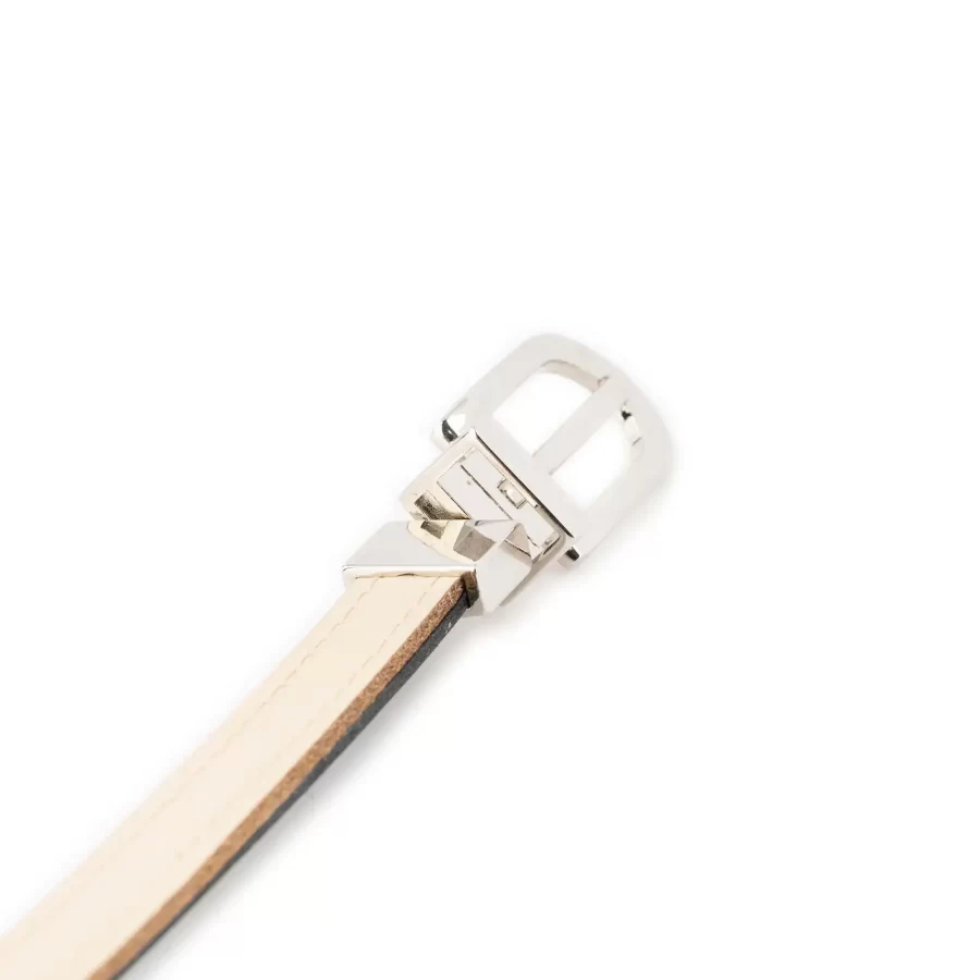 beige womens reversible belt skinny silver buckle 4
