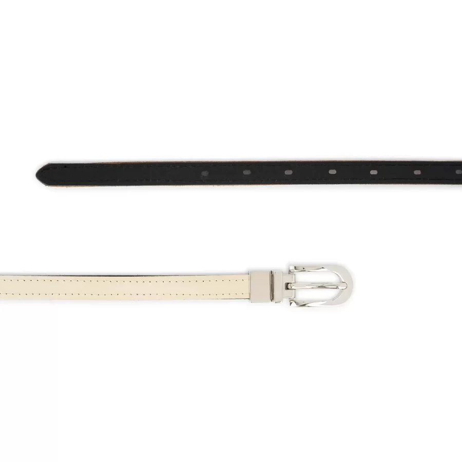beige womens reversible belt skinny silver buckle 5