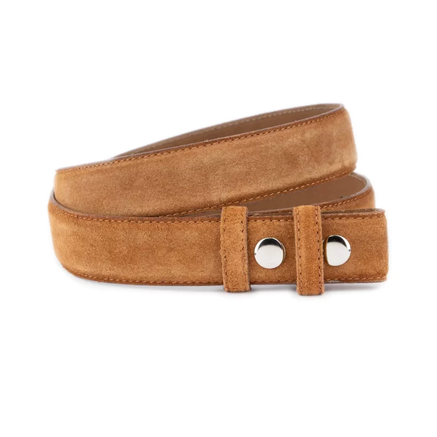 belt for changeable buckle with snap buttons camel suede leather 1 SNAP 35 SUED CAMEL AML