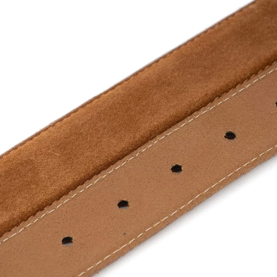 belt for changeable buckle with snap buttons camel suede leather 3