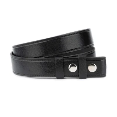 black buffalo leather belt with snap buttons for changeable buckles 1 SNAP 35 BUFF STIEMB BLACK
