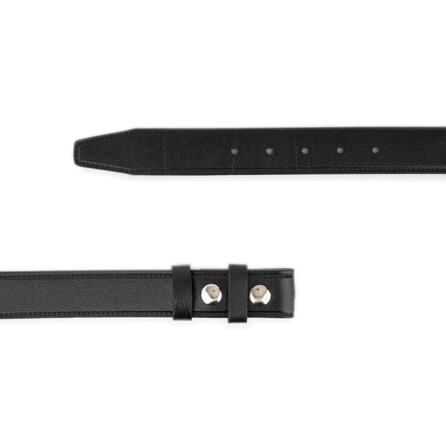 black buffalo leather belt with snap buttons for changeable buckles 2