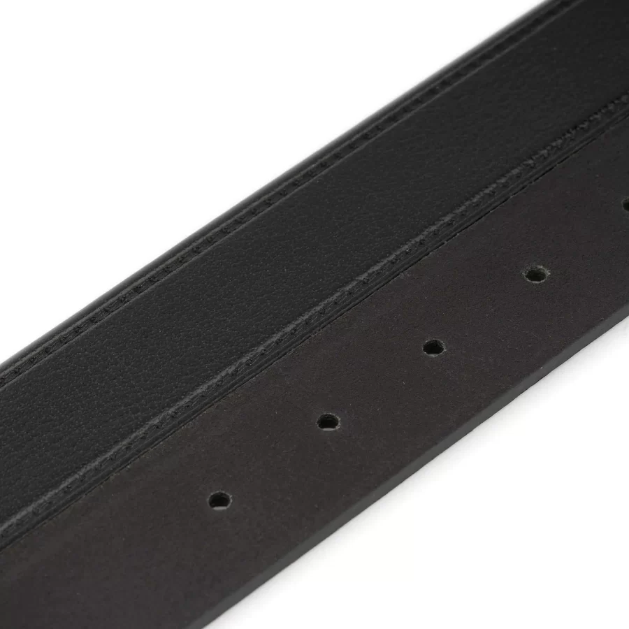 black buffalo leather belt with snap buttons for changeable buckles 3