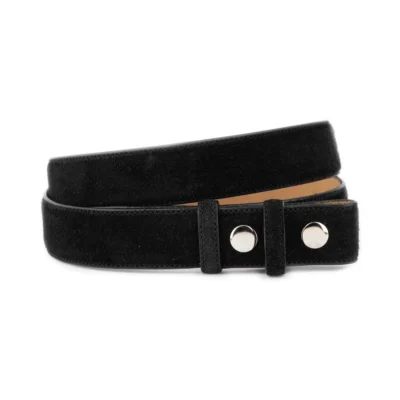 black suede leather belt with snaps for interchangeable buckles 1 SNAP 35 SUED BLACK