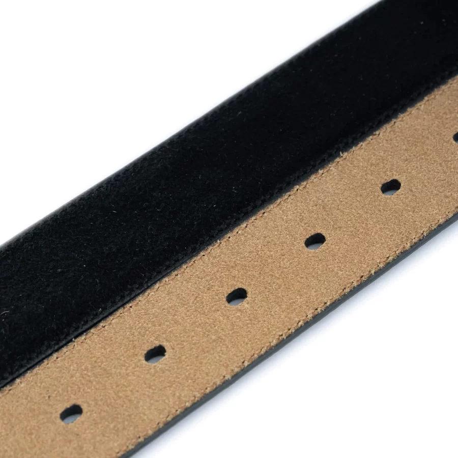 black suede leather belt with snaps for interchangeable buckles 3