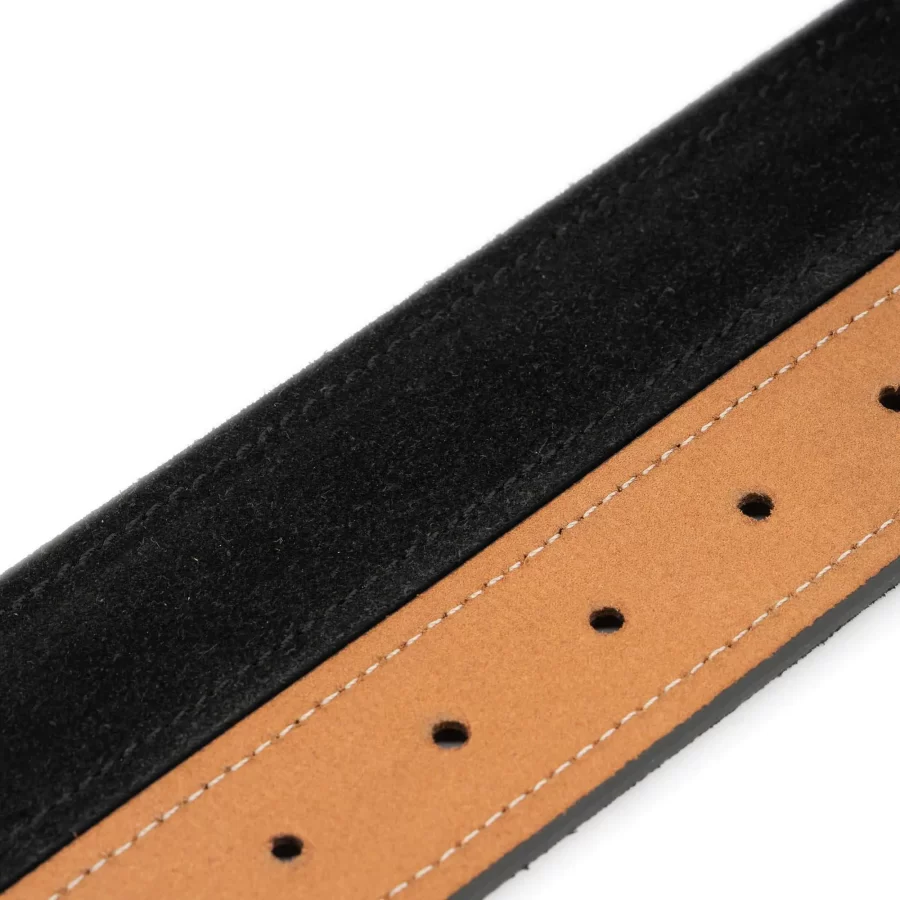 black suede mens belt with metal snaps for changeable buckle 3